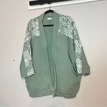 Garnet Hill Sage Green Open Front Sweatshirt Cardigan Oversized Size Medium Photo 1