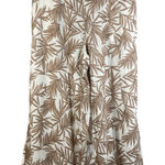 Nicole Miller Tropical Leaf Linen Cream Wide Leg Pants Womens XL Lagenlook Photo 0
