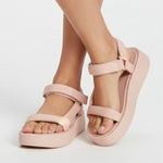 Ash Victoria Womens Leather Quilted Puffy Platform Sandals Blush pink Sz 38 Photo 1