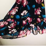 Forever 21 Black Flowy Boho Strappy Dress Sz Small Pink Teal Low Back Photo 9