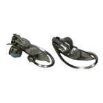 Vintage Silver Tone Leaf‎ Teal Stone Clip On Earrings Boho Retro Germany Photo 4