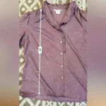 Vintage ALLYSON HOLLEY Top/Blouse Mauve BUTTON UP Silky RUFFLES XL Red Size L Photo 5
