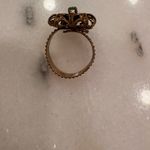 Vintage West Germany Gold Tone Ring Adjustable Green Stones Photo 2