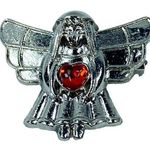Silver Color Metal Guardian Angel Jewelry Pin Brooch Red Heart Center Photo 0