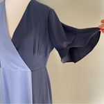 Hutch Pastel Colorblock Faux Wrap Midi Dress Blue Size Large Photo 4