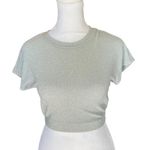 Good American  - NWT Silver Sparkle Short Sleeve Crop Top Sz 1 - S/M Photo 4