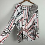 Nic+Zoe  Top Womens 2X Multicolor Pattern Linen Blend Long Sleeve‎ Knit Plus Photo 3