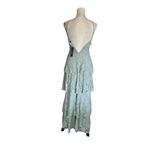 Lulus  Mint Green Lace Tiered Maxi Dress With Spaghetti Straps Side Slit SZ S NWT Photo 4