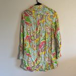 Julie Brown  New York Pink Green Yellow Paisley Tunic Shirt Dress Long Sleeve S Photo 8