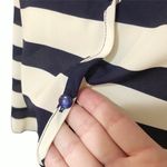 Pink Owl Navy and Cream Striped Long Sleeve Button Down Tunic Top •Size Medium Photo 4