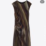 ZARA  NWT Printed tulle mesh fully lined fitted ruched midi dress Photo 7