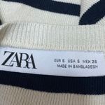 ZARA Women's White Black Striped Rib Knit Short Sleeve Crop Tee T shirt Top Sz S Photo 2