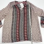 Fun2Fun Women’s Boho Print Popover Shirt 3/4 Sleeve V-neck Sheer Top NWT Photo 7