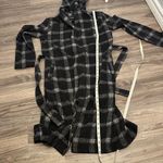 Elegant Black and Gray Plaid Women's Pea Coat Photo 9