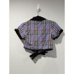 Unique Vintage  Crop Top Womens S/M Tie Button Front Plaid 100% Cotton Indie Punk Photo 1