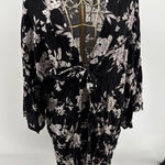 Spiritual Gangster Womens Black Taupe Floral Tie Waist Maya Kimono Jacket OS Photo 0