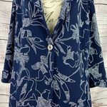 Susan Graver  Printed LK Cutaway Hem Jacket Womens XL One Button 3/4 Slv Pockets Photo 0