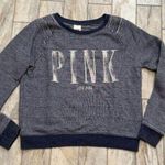 PINK - Victoria's Secret Pink by Victoria's Secret women's small blue Denim-look sweatshirt Photo 0