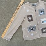 90s Croft & Barrow Tan Fleece Cabincore Applique Embroidery Fleece Cardigan MED Photo 9