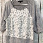 Adrienne Vittadini Gray & White Sweater 3/4 Sleeves Size Large 💕 Photo 11