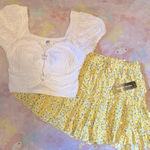 Steve Madden lace cropped top and floral skirt cottage core outfit (new) M Photo 2