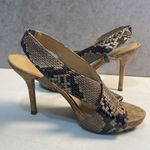 Nine West NINE WEST Snakeskin Cork Bottom 4” Heels Crossover Straps Sandals Classic 8.5M Photo 13