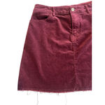 Forever 21 Corduroy Skirt Women's Size L Burgundy Pockets Mini A-Line Fringe Photo 2