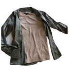 Banana Republic  Tailored Stretch Gray Button Up And Pink Waffle Knit Top 2pc 2 Photo 0