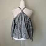 Rebecca Taylor  blue & white striped halter cotton off-the-shoulder top size 2 Photo 4