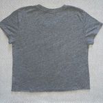 Brandy Melville Grey New York Embroidered Crop Top Tee Shirt Raw Hem OS Photo 1