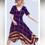 HD in Paris Anthropologie HD in Paris Size 2 Striped Pane Midi Dress Blue and Pink Photo 4