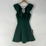 Lulus Divine Darling Hunter Green Ruffled V-Neck Skater Dress NWT Size XS Photo 2
