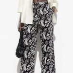 ZARA Straight Fit Embroidered Crop Pants in Black/White Photo 0
