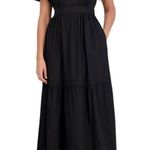 French Connection  cotton Puff Sleeve black poplin cottagecore Maxi Dress xxl nwt Photo 0