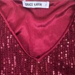Grace Karin Red Sequin Peplum Sleeveless Blouse Top Size Small Holiday Party Photo 1