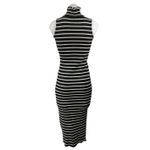 French Connection Black Striped Sleeveless Mock Neck Midi Sweater Tank Dress XS Photo 1