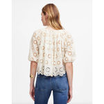 Madewell Embroidered Shirred Puff Sleeve Top Blouse Floral Eyelet Cream XXS NWT Photo 2