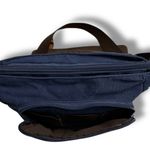 Navy Blue Canvas Messenger Laptop Bag Soft Large Crossbody Travel Work City Photo 5