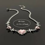 Creative Pink Love Heart Silver Plated Chain Necklace Punk‎ Y2K Style Neck Photo 5