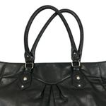Perlina NEW YORK Leather Tote Shoulder Bag Black Office Business Everyday Travel Photo 1