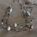 Chic Double Strand Silver Tone Shades of Blue Long Lobster Claw Clasp Necklace Photo 1