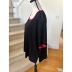 Misook Exclusively  Black Red Trim Square Neck Short Sleeve Knit Top Photo 2