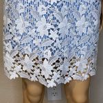 United Colors Of Benetton Sleeveless Dress White Lace Over Blue White Stripes XS Photo 3
