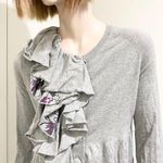 Anthropologie Athropologie MOTH Gray Ruffle Cardigan Sweater Photo 3