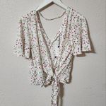 ZARA NWT  Top BlouseWomens Size M Floral Wrap Ruffle‎ Sleeve Open Back Photo 5