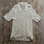 Urban Outfitters Crochet Short Sleeve Cream Shirt Womens L Beachy Boho Resort Photo 0