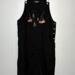 Woolrich Vintage Black Corduroy Embroidered Cabin Overall Dress Size Small Photo 0