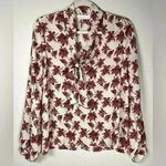 ASTR The Label Long Sleeve Bow Neck Lightweight Sheer Floral Blouse Size Medium Photo 0