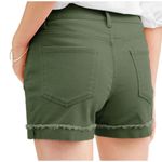 Time And Tru  Relaxed Olive Green Twill Shorts With Cuff Detail Size 6 Photo 1