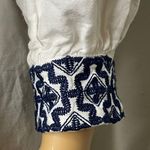 Premise Boho Dress White and Blue Embroidered Linen Blend Size Small Photo 3